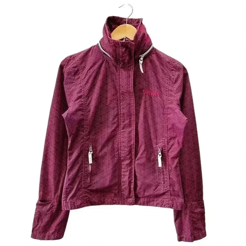 Bench Windbreaker  Barbecue Jacket Cropped Lightweight Fuschia Pink Black Medium